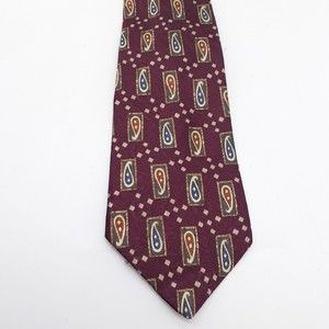 Gant Necktie 100% Italian Silk USA Made Maroon Burgandy Paisley Career Formal